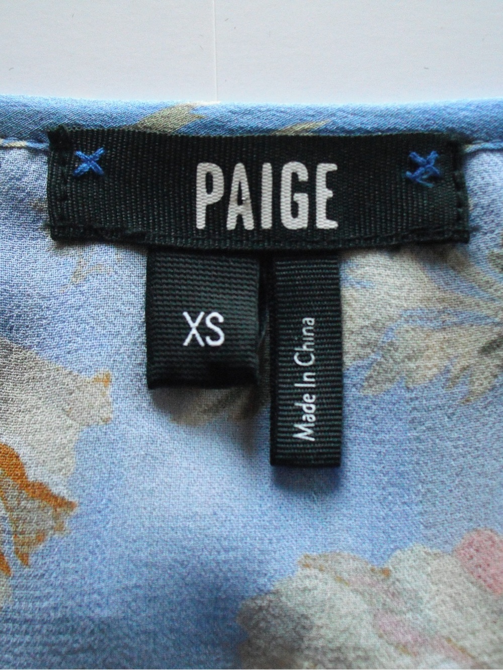 PAIGE Blue Floral Ruffle Tie-Neck Blouse - Picture 3 of 3